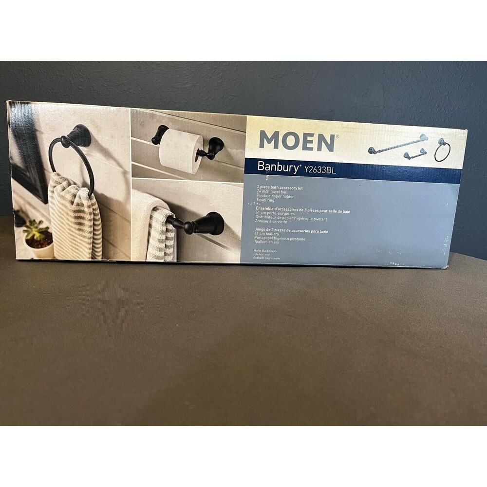 MOEN Banbury Y2633BL 3-Piece Bath Hardware Set in Matte Black